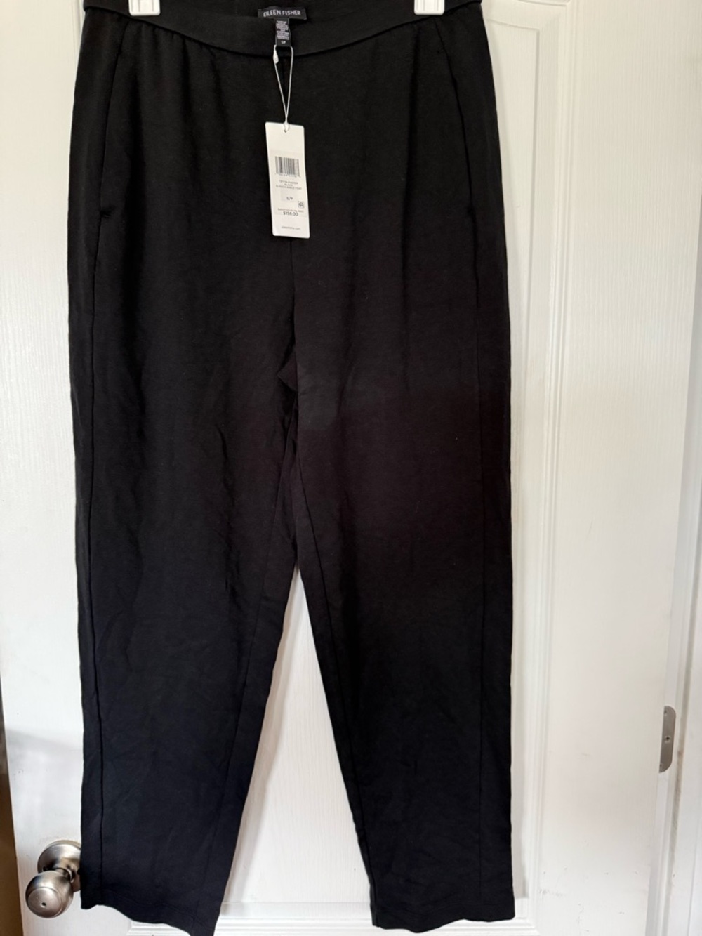 Eileen Fisher Black Straight-Leg Pull-On Pants